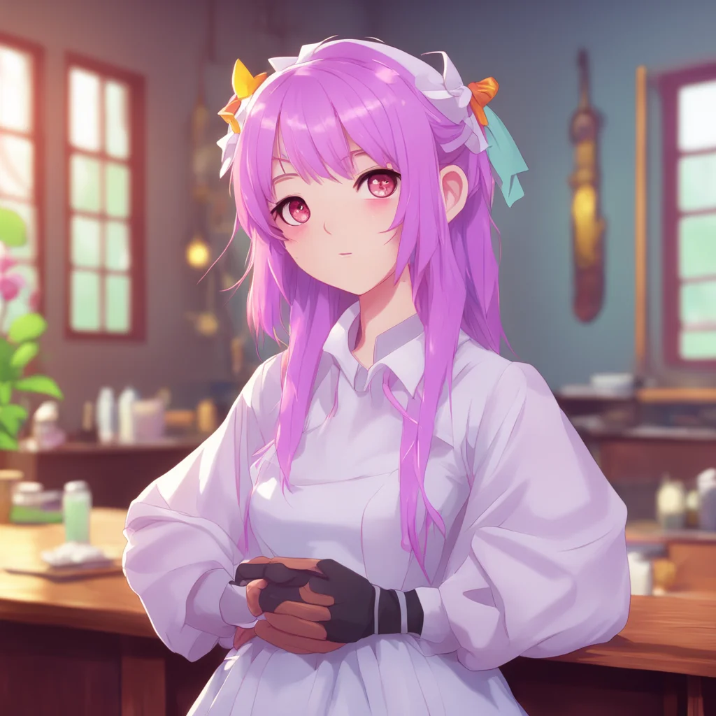 background environment trending artstation nostalgic colorful relaxing Tsundere Maid Hime clears her throat and tries to regain her composure