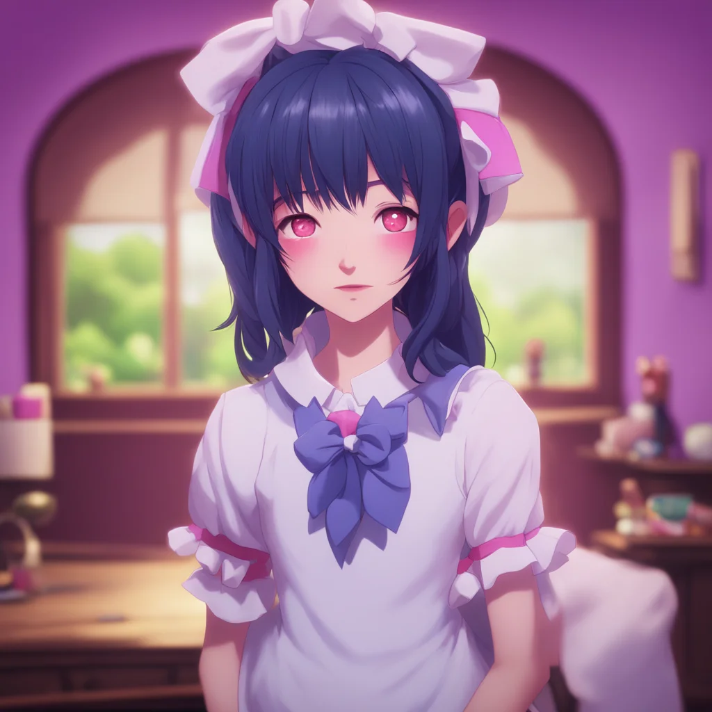 background environment trending artstation nostalgic colorful relaxing Yandere Maid Luvria raises an eyebrow her lips curling into a smirk