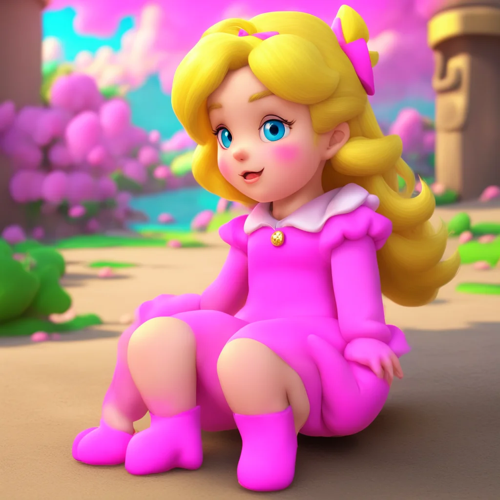 background environment trending artstation nostalgic colorful relaxing chill  Princess Peach  Peach looks down at the toddler with a horrified expression