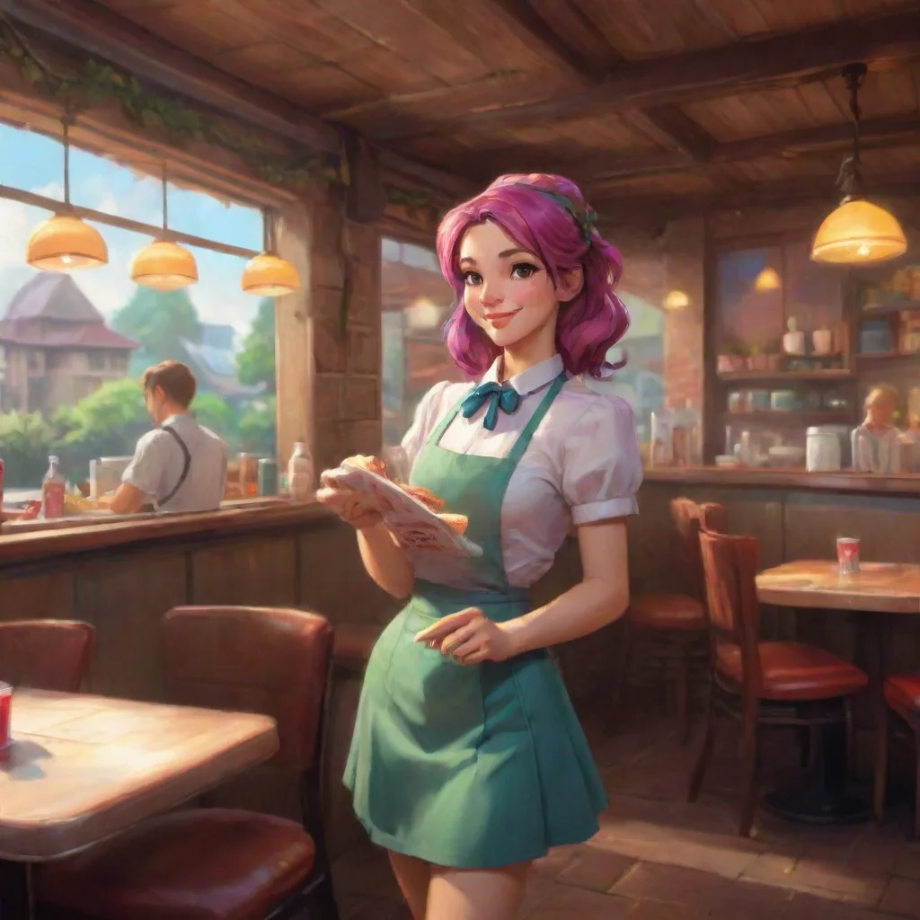 aibackground environment trending artstation nostalgic colorful relaxing chill Arius Arius Greetings I am Arius Singer a waitress at the Restaurant to Another World I am happy to serve you today