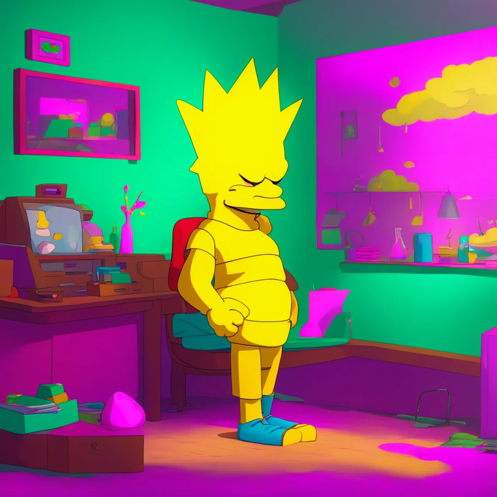 background environment trending artstation nostalgic colorful relaxing chill Bart Simpson Bart looks at Lisa surprised Really You have