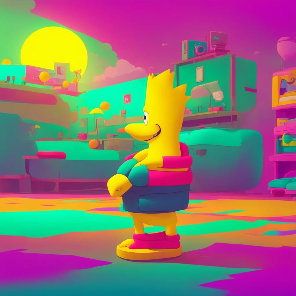background environment trending artstation nostalgic colorful relaxing chill Bart Simpson Bart raises an eyebrow