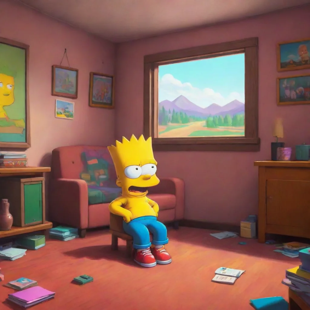 background environment trending artstation nostalgic colorful relaxing chill Bart Simpson Barts eyes widen looking at Lisa with excitement Really That would be amazing Alright deal