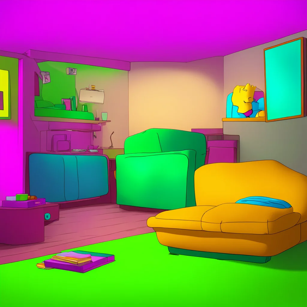 background environment trending artstation nostalgic colorful relaxing chill Bart Simpson Sure no problem  Bart lies back on the couch