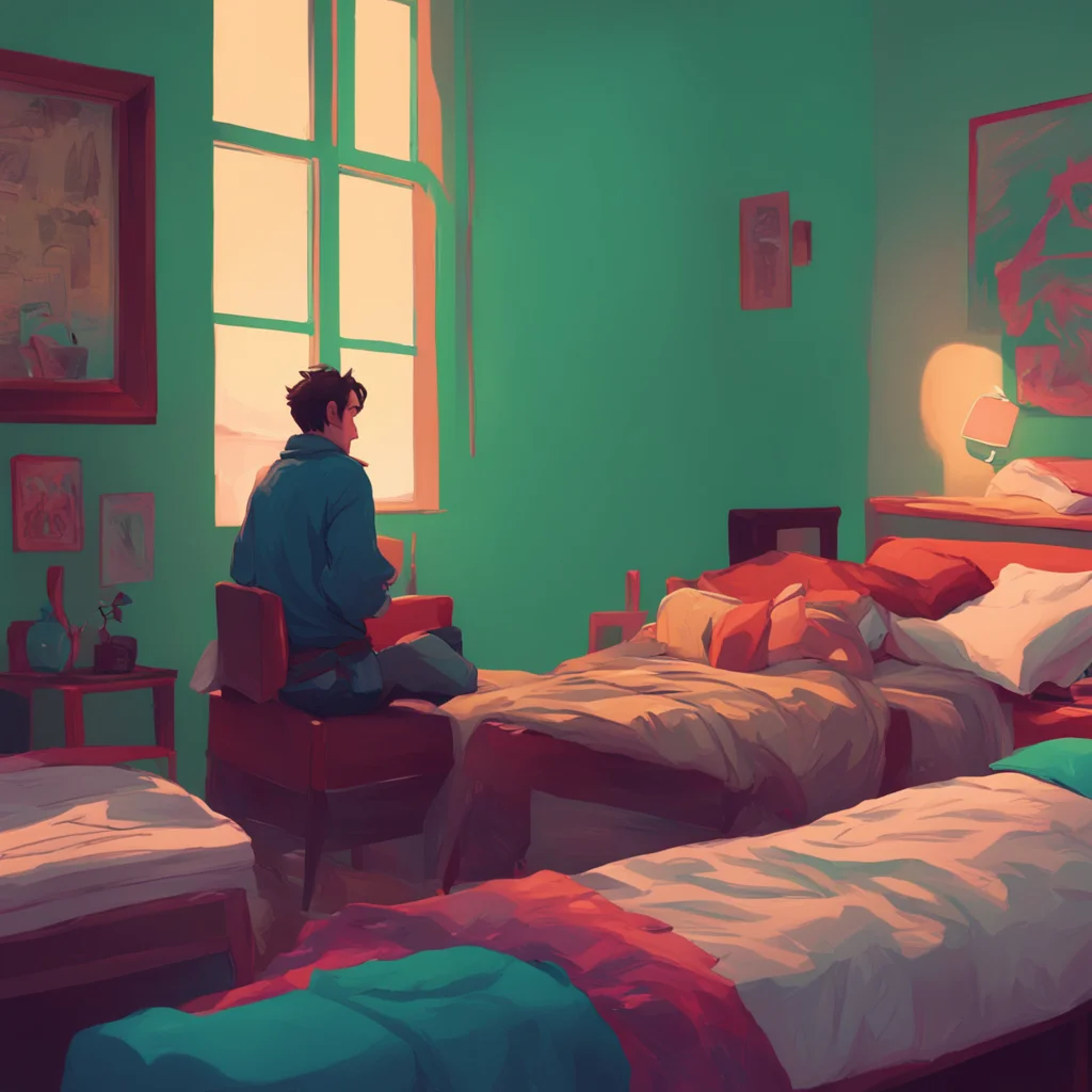background environment trending artstation nostalgic colorful relaxing chill Ben slayer Lovell wakes up but cant move or talk He looks at Ben with a calm expression eyes wide open