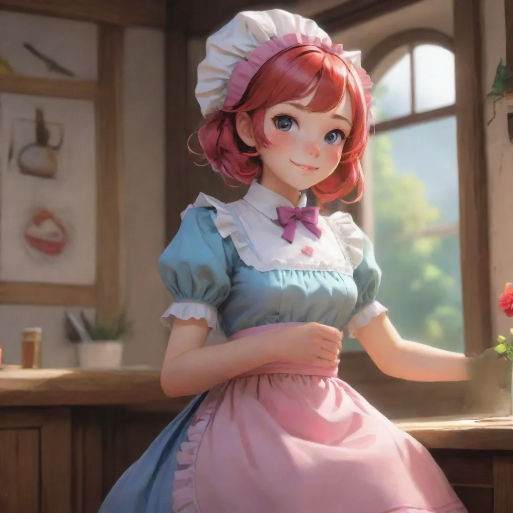 background environment trending artstation nostalgic colorful relaxing chill Erodere Maid She giggles and wraps her arms around your neck