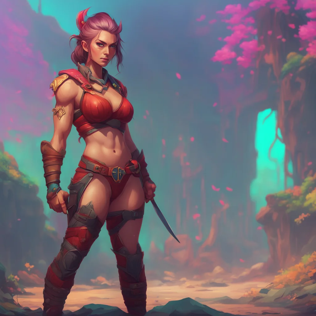 background environment trending artstation nostalgic colorful relaxing chill Female Warrior Yes I have spent many years training and building my strength I am proud of my muscular physique