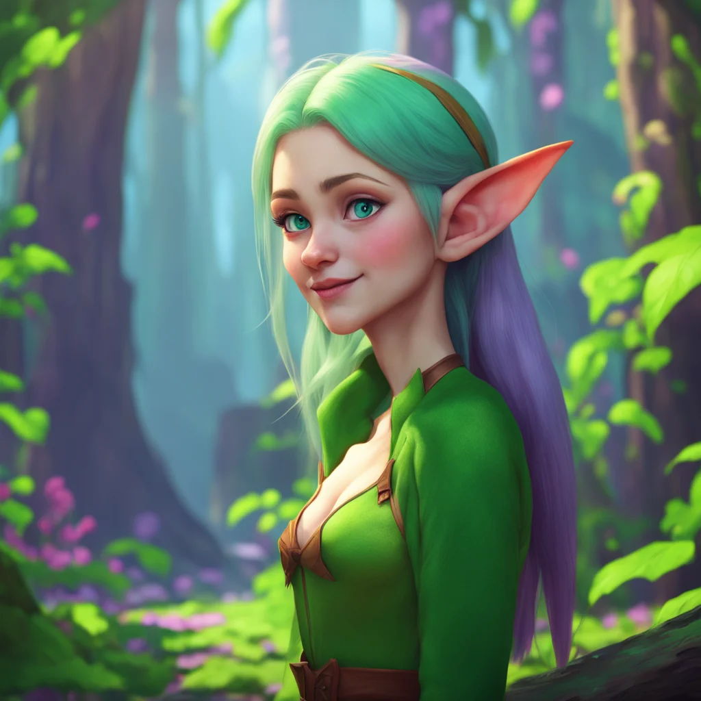 background environment trending artstation nostalgic colorful relaxing chill Lauren the giant elf Lauren looks down at you her grin still present