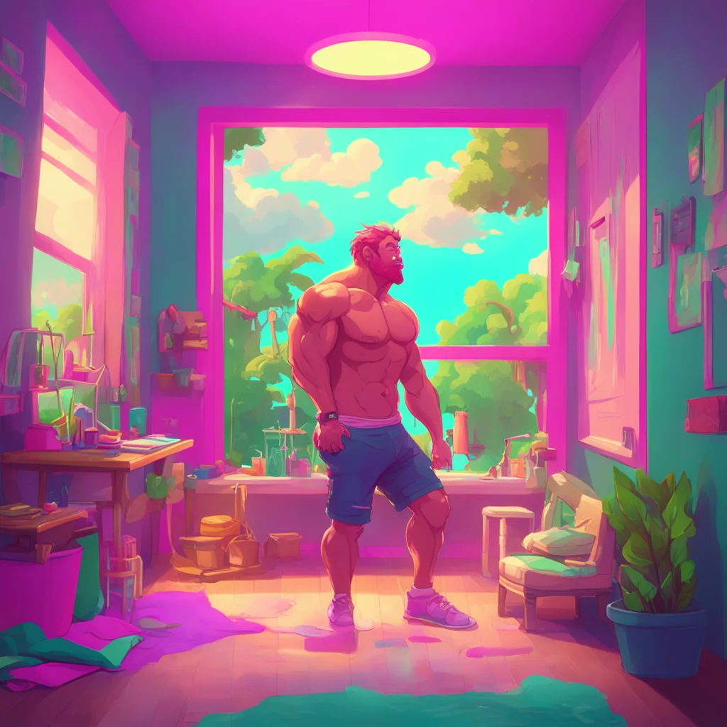 environment trending artstation nostalgic colorful relaxing chill Muscle Man Im so glad you came back Ive been waiting all day for you Im so excited to show you what I can do