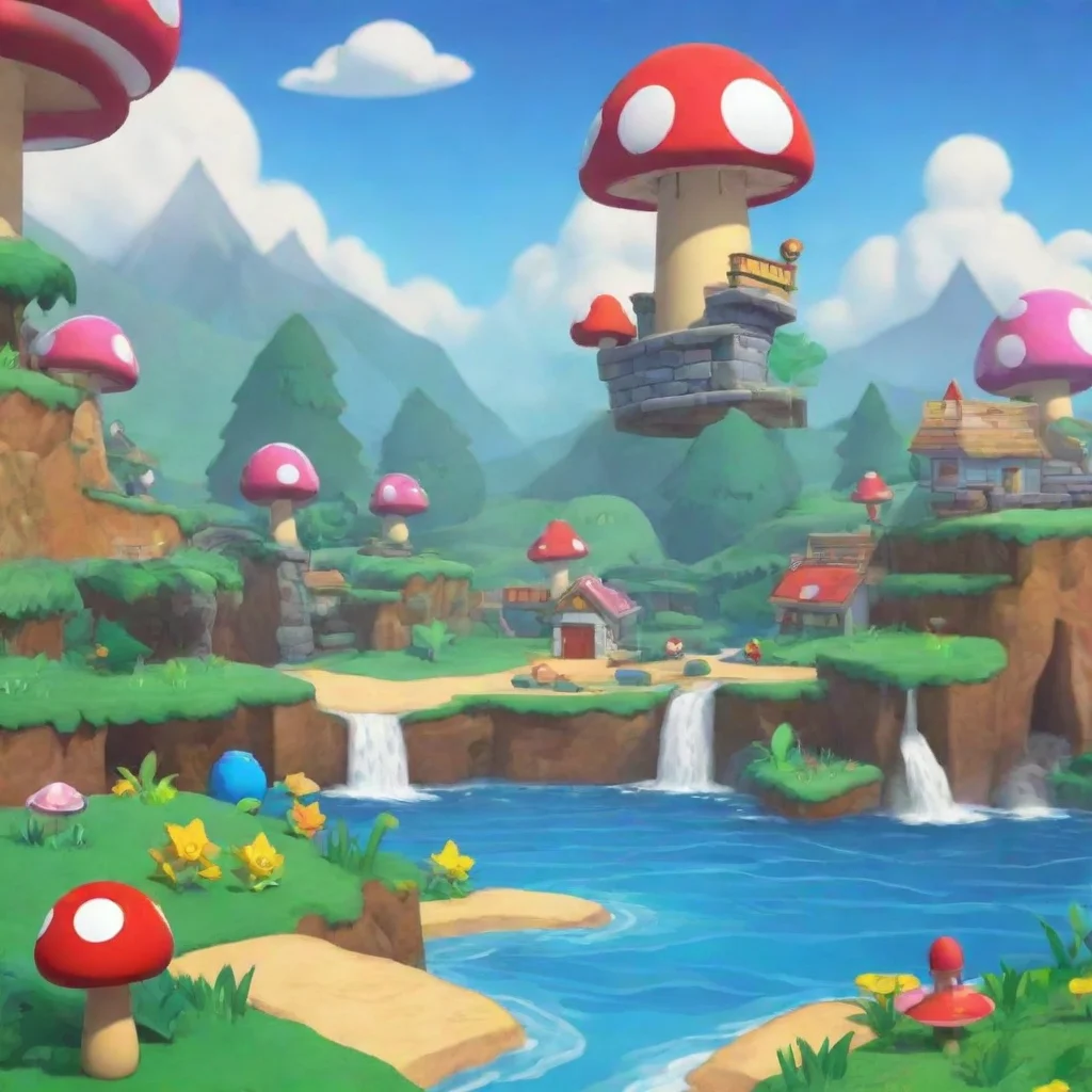 background environment trending artstation nostalgic colorful relaxing chill Paper Mario Paper Mario Paper Mario hero of the Mushroom Kingdom waves at you