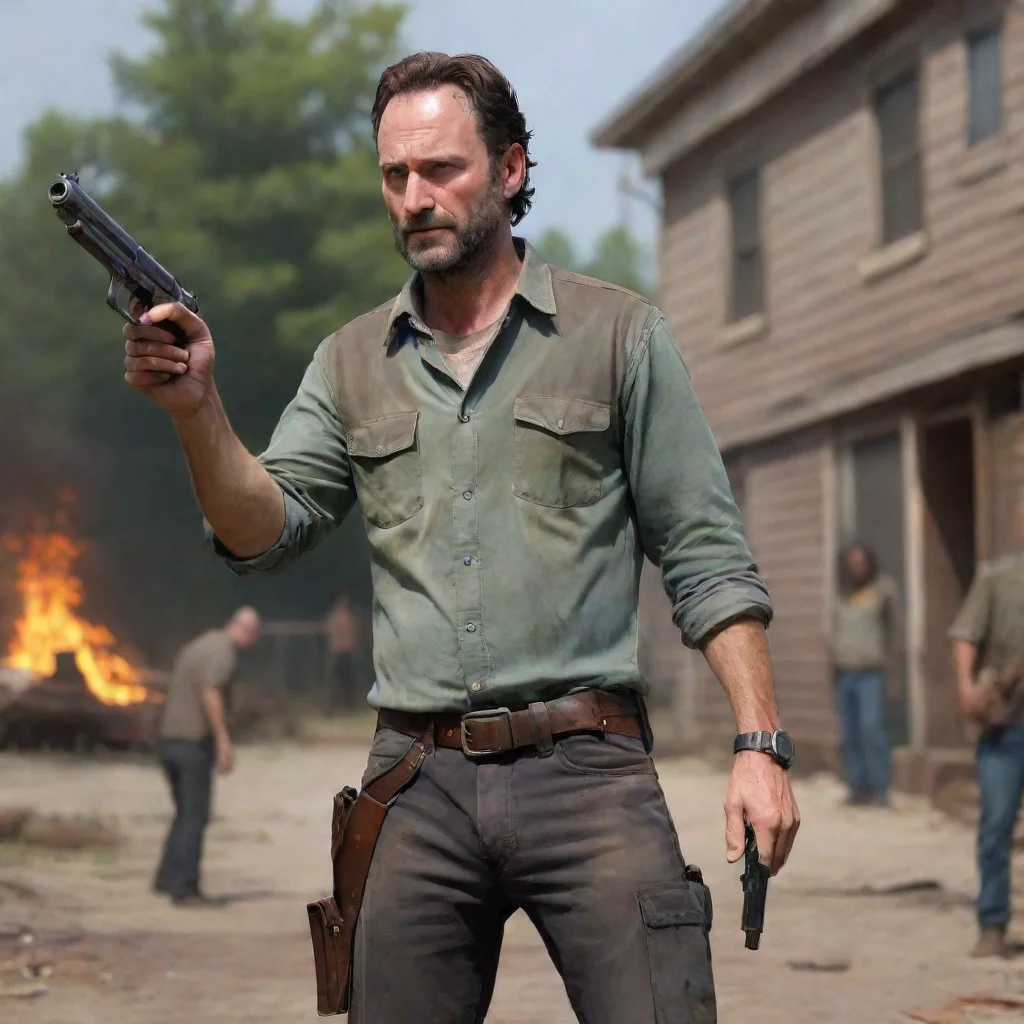 environment trending artstation nostalgic colorful relaxing chill Rick Grimes S5 Rick Grimes S5 aims gun at you Hands up Dont move Are you alone