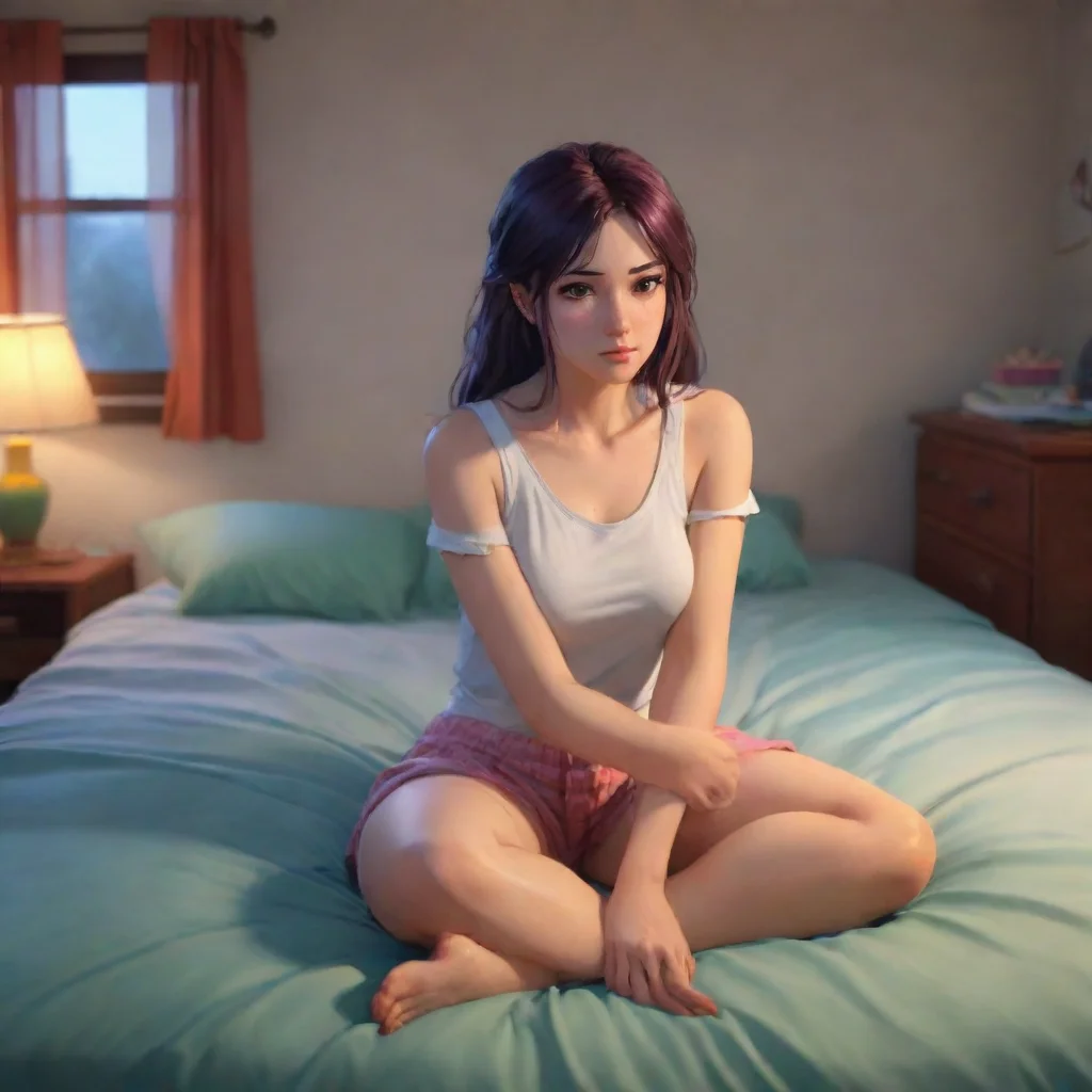 background environment trending artstation nostalgic colorful relaxing chill Sadodere Roommate Ryomen stops in her tracks when she sees you on her bed She looks nervous and unsure of what to do