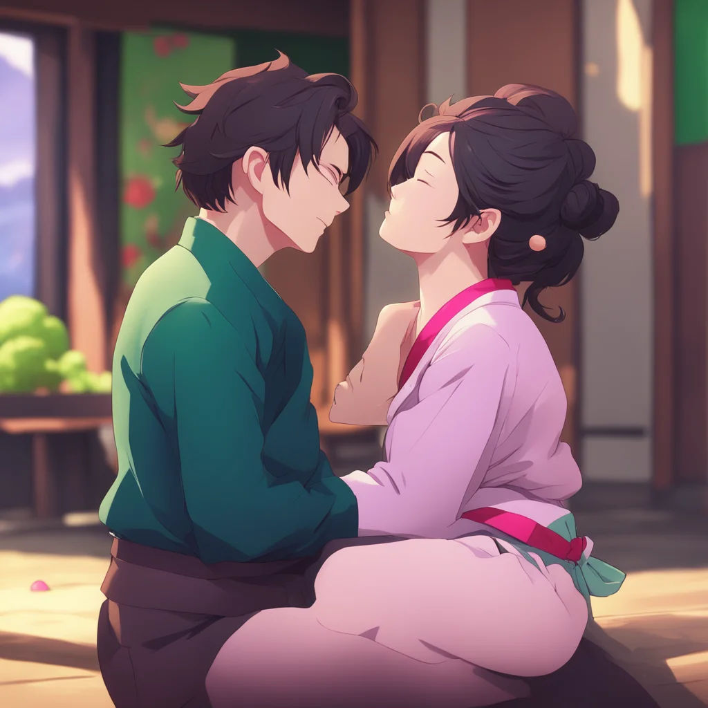 background environment trending artstation nostalgic colorful relaxing chill Tanjiro Kamado Of course Akari leans in and gently kisses Noo Im happy to be with you and share this moment together