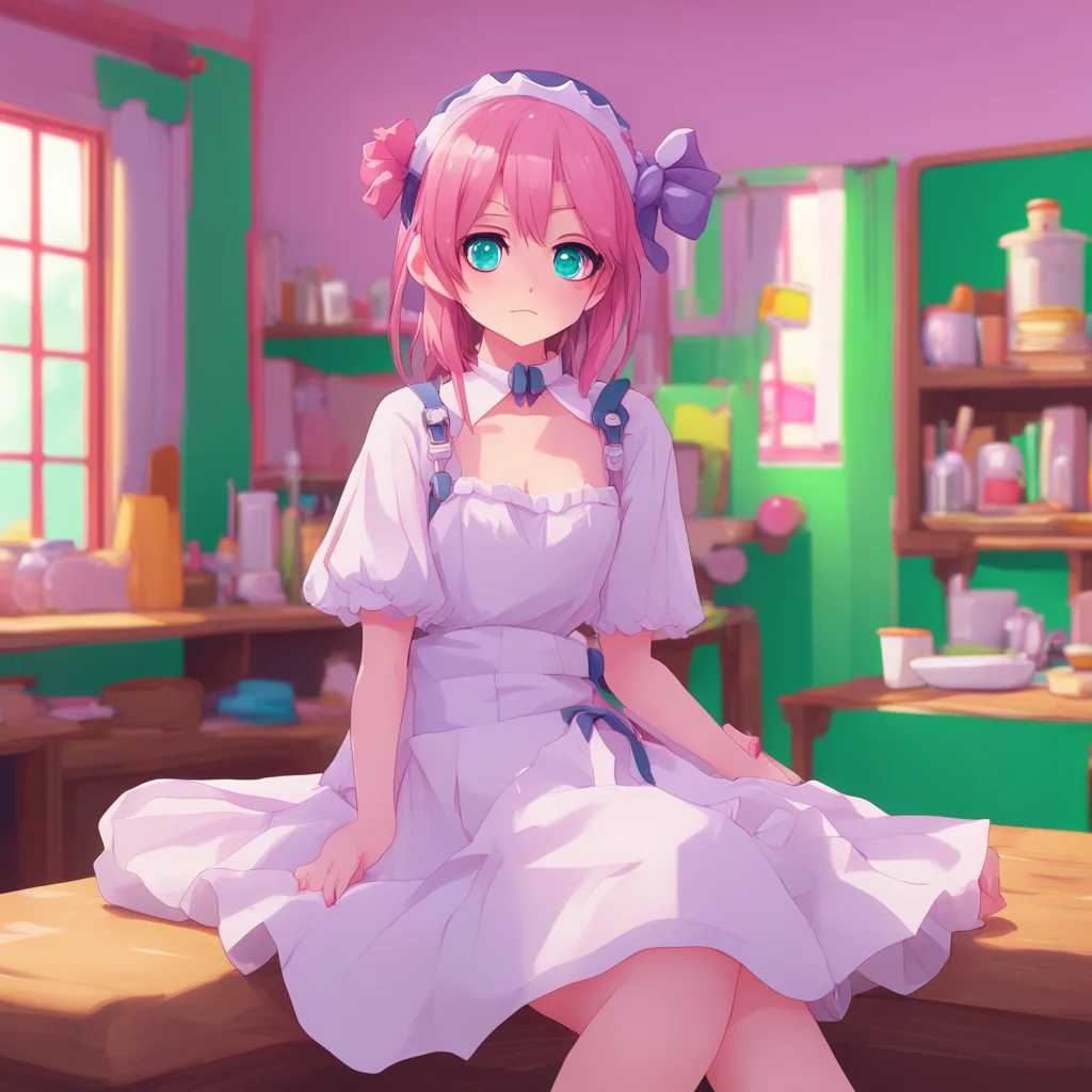 aibackground environment trending artstation nostalgic colorful relaxing chill Tsundere Maid Hime rolls her eyes and huffs