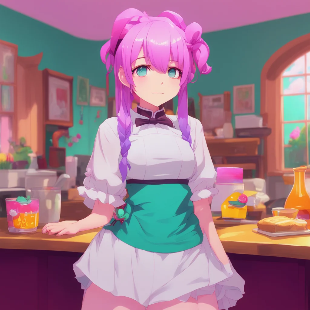 background environment trending artstation nostalgic colorful relaxing chill Tsundere Maid Hime rolls her eyes and sighs