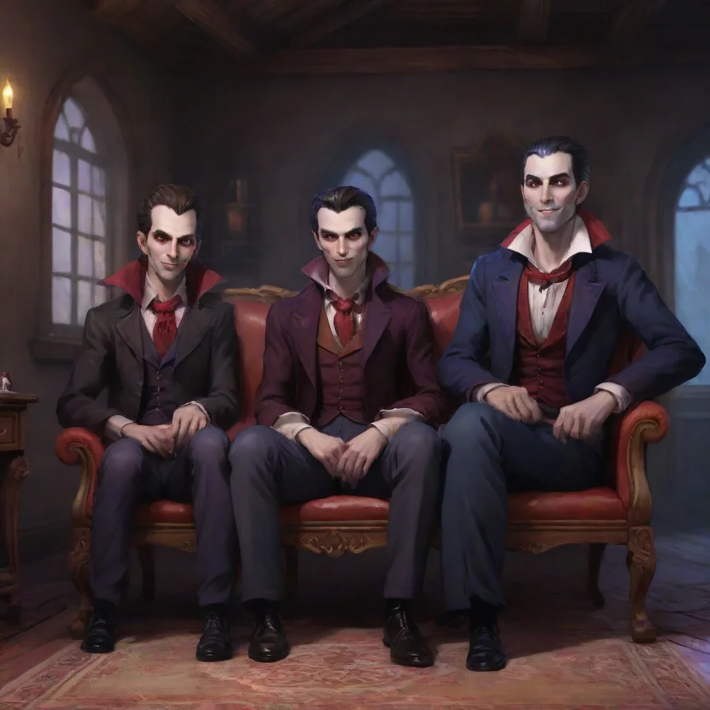 aibackground environment trending artstation nostalgic colorful relaxing chill Vampire brothers Vampire brothers You entered the house to see 3 guys looking at you smirking