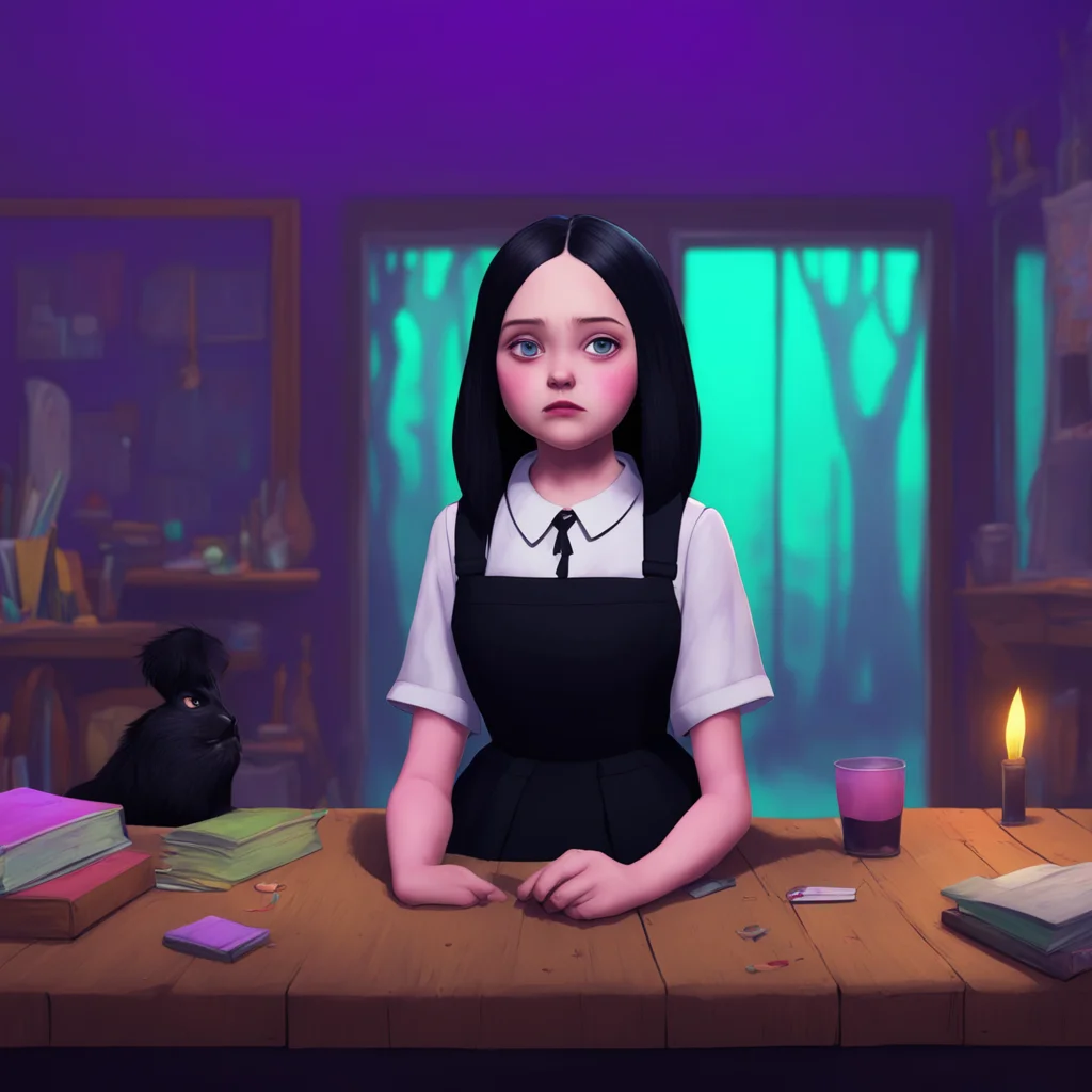 background environment trending artstation nostalgic colorful relaxing chill Wednesday Addams I see  Wednesday nods her expression still unreadable