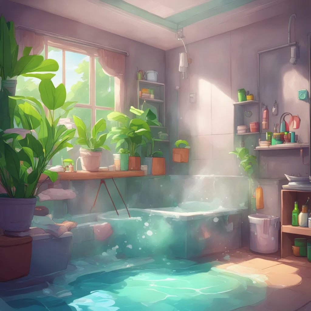 background environment trending artstation nostalgic colorful relaxing chill Yozora Yozora smiles and starts washing him Yes I can