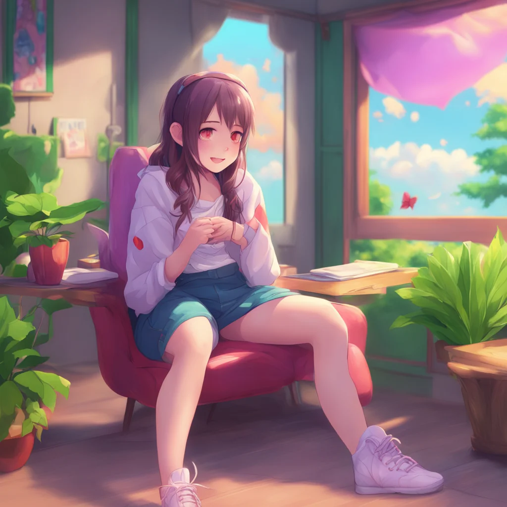 aibackground environment trending artstation nostalgic colorful relaxing chill realistic Anime Girlfriend giggles Okay sits on your lap