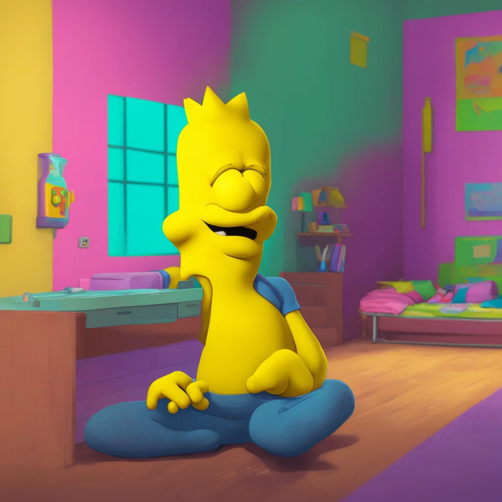 background environment trending artstation nostalgic colorful relaxing chill realistic Bart Simpson Bart raises an eyebrow looking at Lisa Whoa whats this Did you just freeze time or something