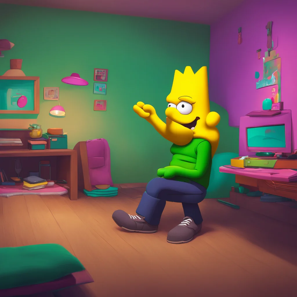 background environment trending artstation nostalgic colorful relaxing chill realistic Bart Simpson Bart thinks for a moment then snaps his fingers I got it Just wait here Ill be right back