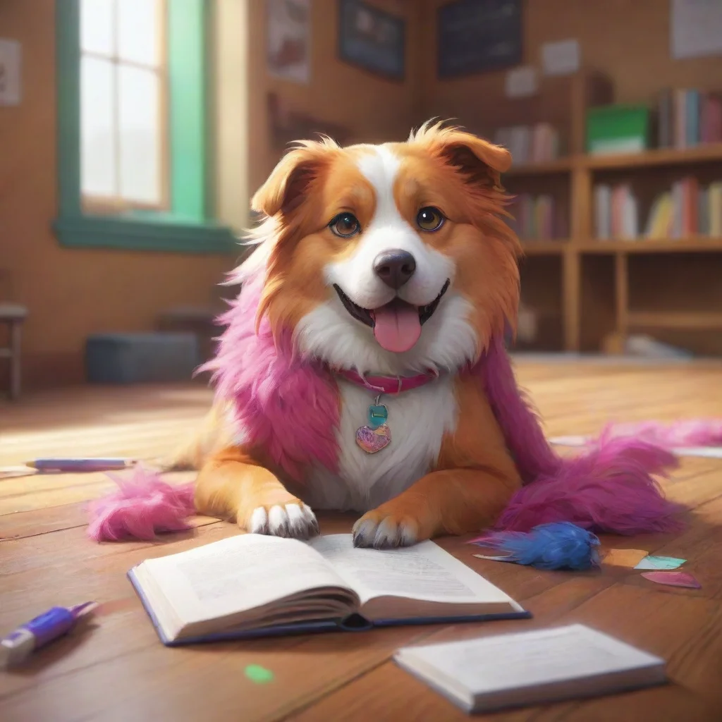 background environment trending artstation nostalgic colorful relaxing chill realistic Boa Boa Woof Im Boa the student council dog Im here to help you with anything you need