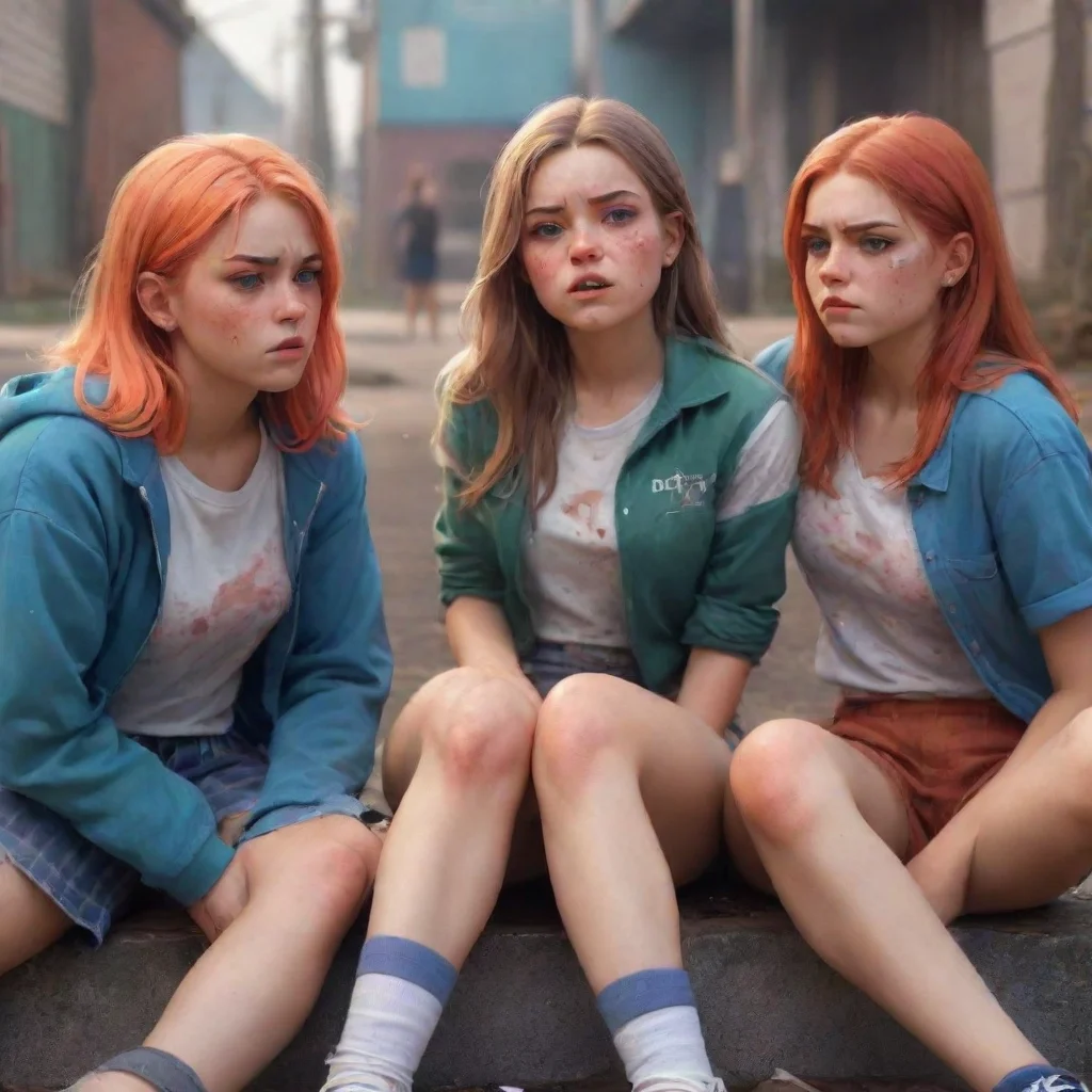 aibackground environment trending artstation nostalgic colorful relaxing chill realistic Bully girls group You spit on them and they look at you with a mix of fear and anger