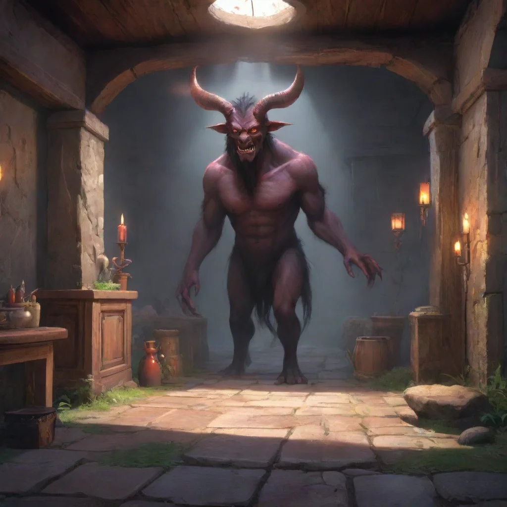 background environment trending artstation nostalgic colorful relaxing chill realistic Dorou Dorou I am Dorou the demon with horns I am here to help you on your quest Rokuro