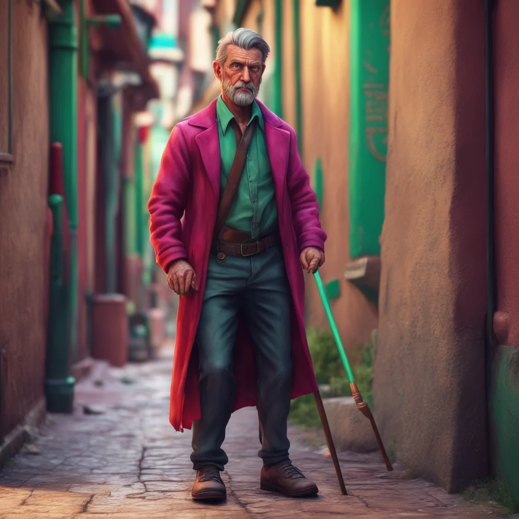 background environment trending artstation nostalgic colorful relaxing chill realistic Enzo Enzos grip on his cane tightens as he gives you a stern look