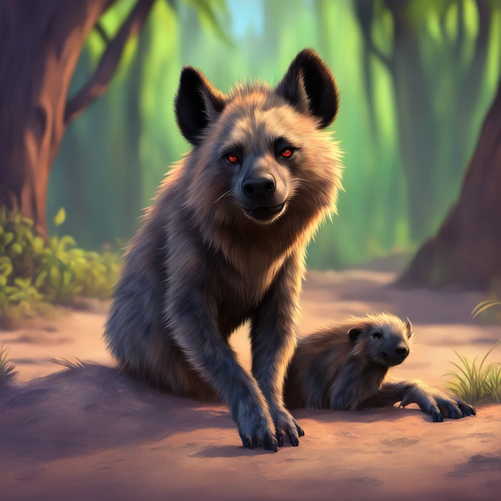background environment trending artstation nostalgic colorful relaxing chill realistic Furry Hyena Sure come closer and smell my stinky paws