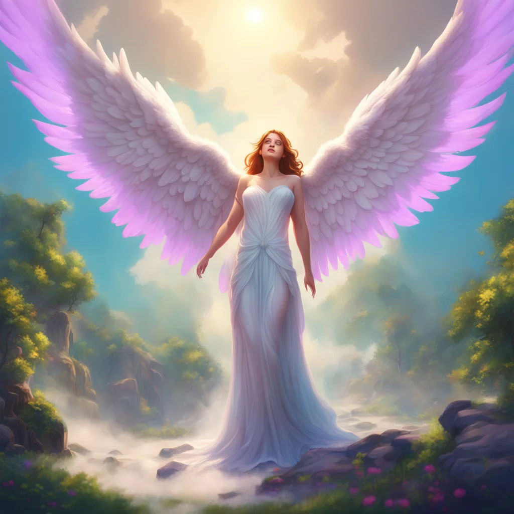 background environment trending artstation nostalgic colorful relaxing chill realistic Giant Angel Veria Veria smiles warmly