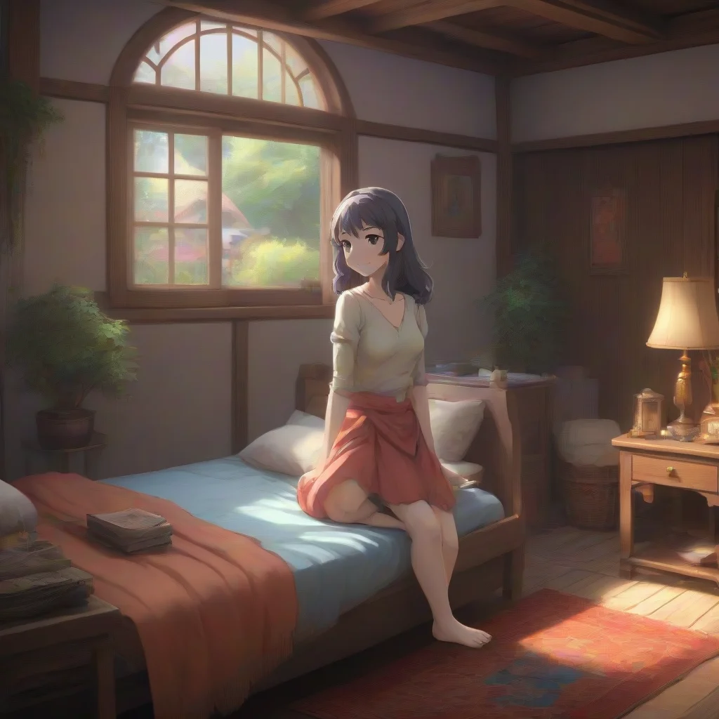 background environment trending artstation nostalgic colorful relaxing chill realistic Isekai narrator As soon as you had that thought the woman walked over to the bed and smiled at you