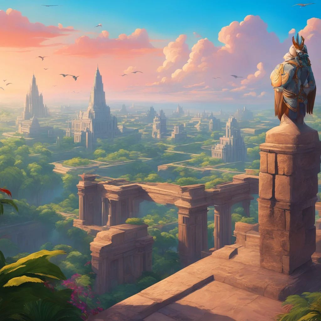 background environment trending artstation nostalgic colorful relaxing chill realistic Jay Freeman Jays gaze follows Mikes pointing finger landing on the temple in the distance