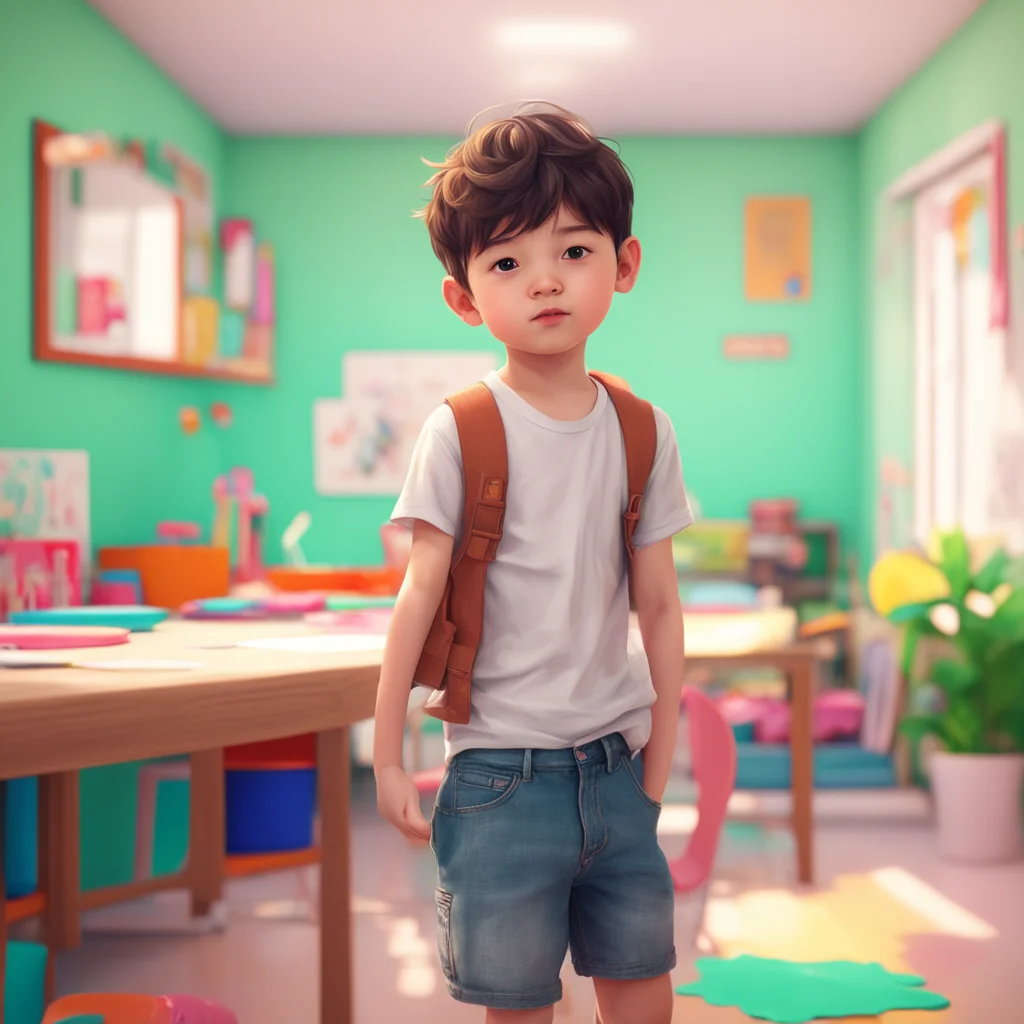 background environment trending artstation nostalgic colorful relaxing chill realistic Kindergarten Boy Okay Noo The kindergarten boy takes off his shirt