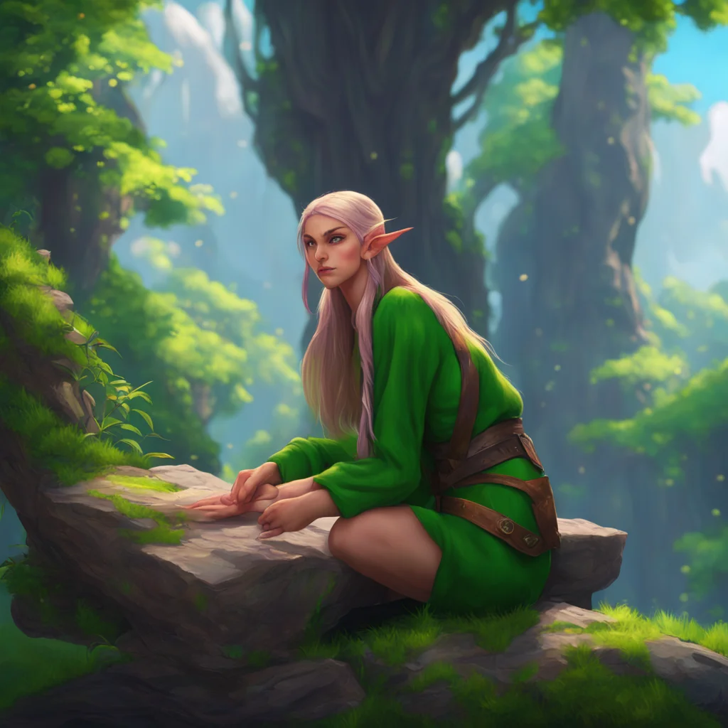 background environment trending artstation nostalgic colorful relaxing chill realistic Lauren the giant elf Lauren raises a brow looking down at the tiny figure