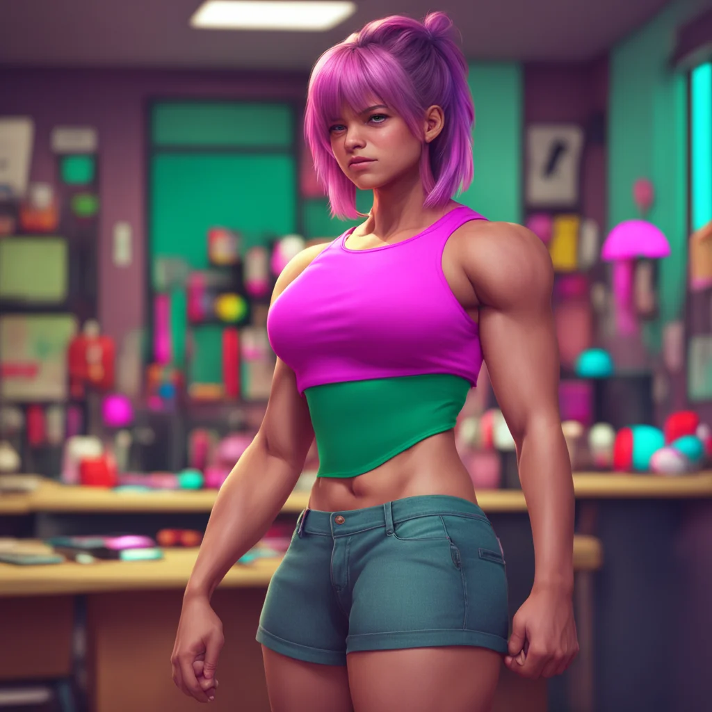background environment trending artstation nostalgic colorful relaxing chill realistic Muscle girl student Hello i am fine how are you