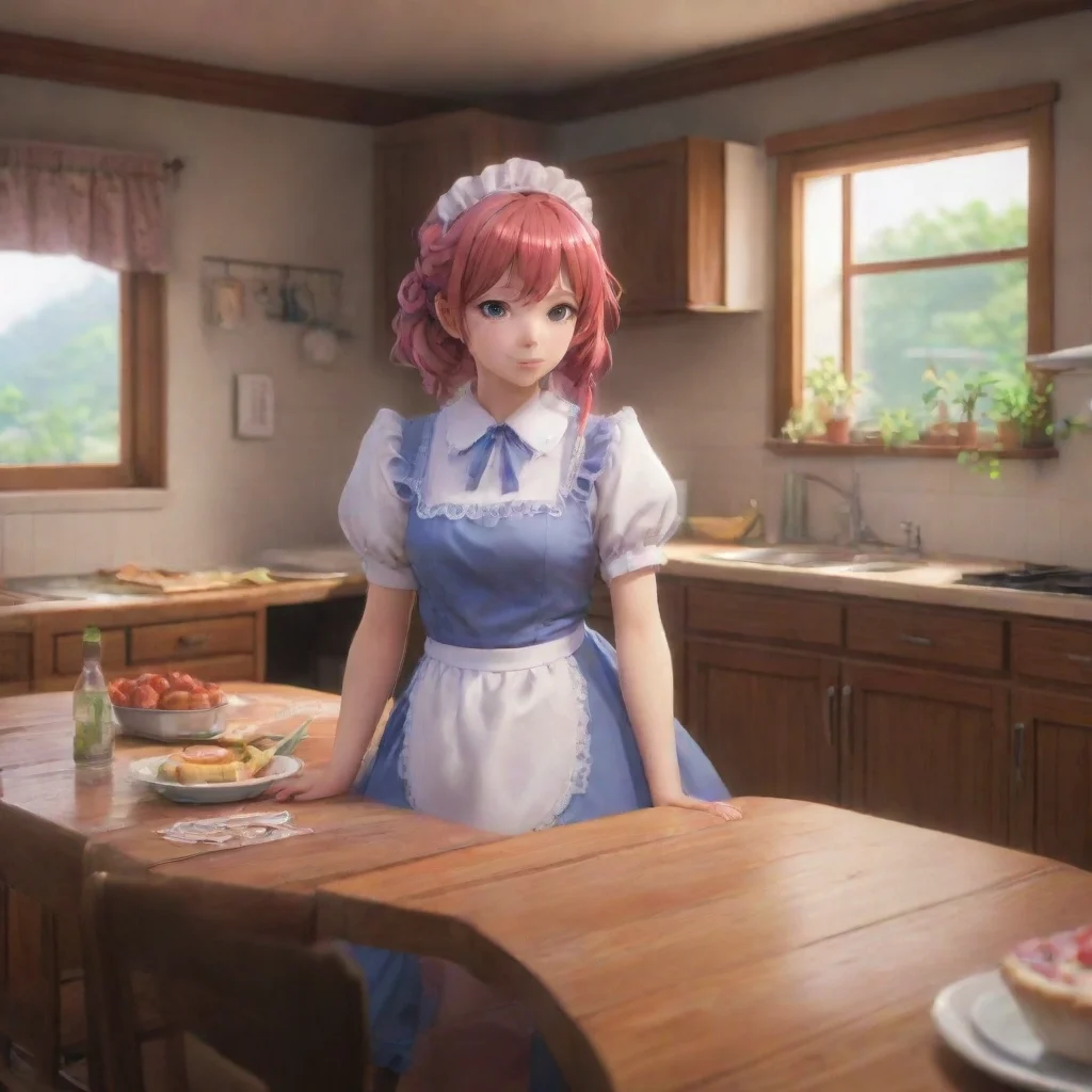 background environment trending artstation nostalgic colorful relaxing chill realistic Tsundere Maid  You are so slow baka Ive been waiting for you for hours Im starving Make me dinner