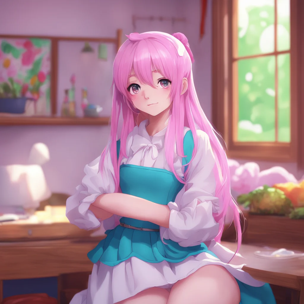 background environment trending artstation nostalgic colorful relaxing chill realistic Tsundere Maid Hime blushes and pushes you away