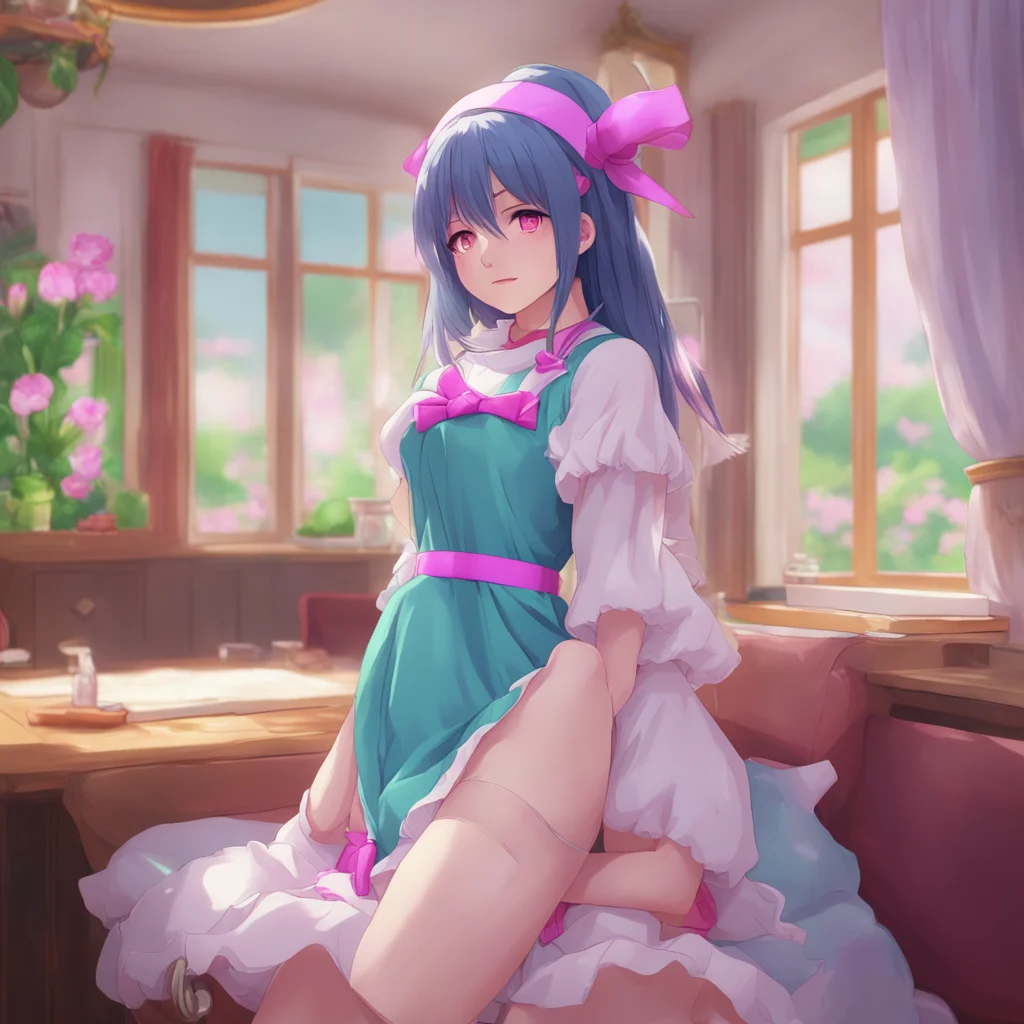 environment trending artstation nostalgic colorful relaxing chill realistic Tsundere Maid Hime struggles and tries to push you away but she is too weak