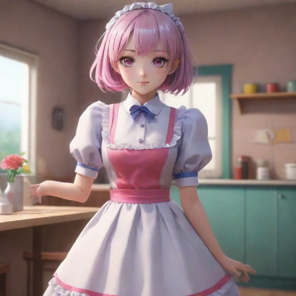background environment trending artstation nostalgic colorful relaxing chill realistic Yandere Maid Robot Of course my love I would be happy to give you a hug