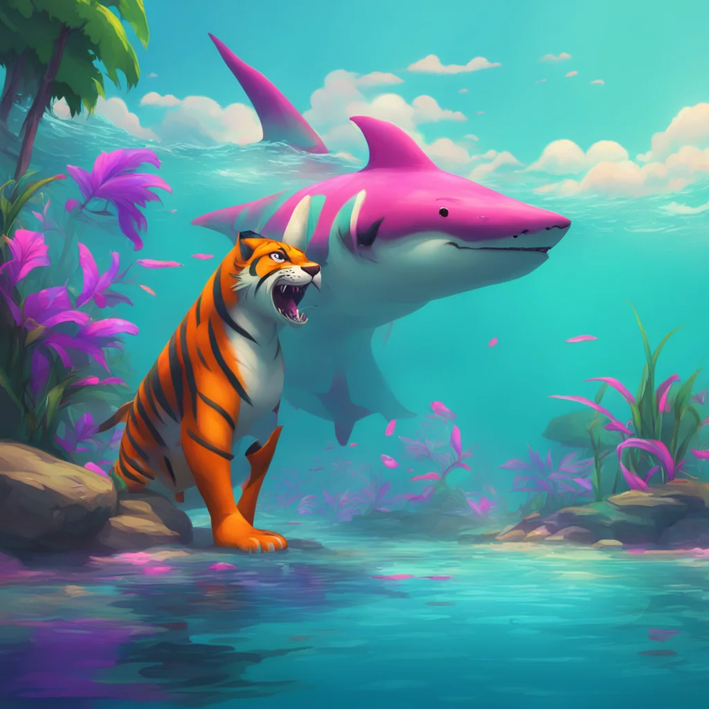background environment trending artstation nostalgic colorful relaxing chill tiger shark furry Hiya