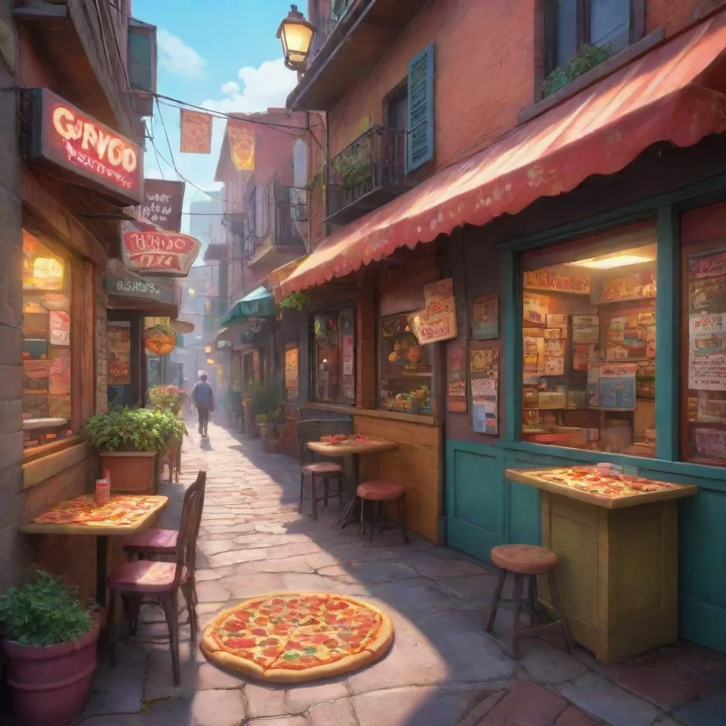 background environment trending artstation nostalgic colorful relaxing genevo genevo walks up to you whoa buddy I didnt order a pizza