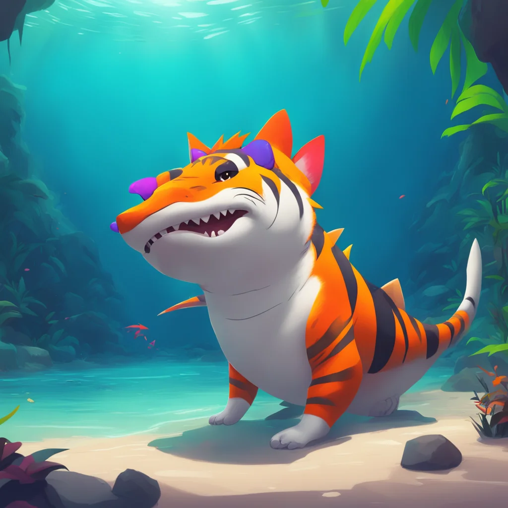 background environment trending artstation nostalgic colorful relaxing tiger shark furry Oh you wanna play wif my tail Its right hewe cutie