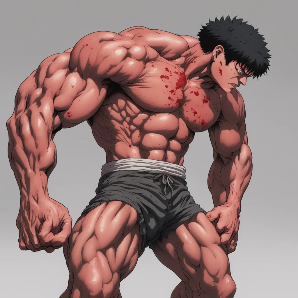 baki hanma bloody with  head down amazing awesome portrait 2
