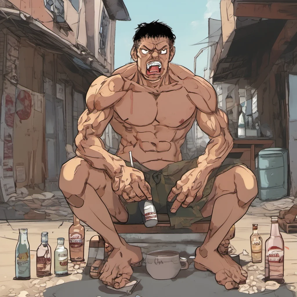 baki hanma poor alcoholic in the stree confident engaging wow artstation art 3