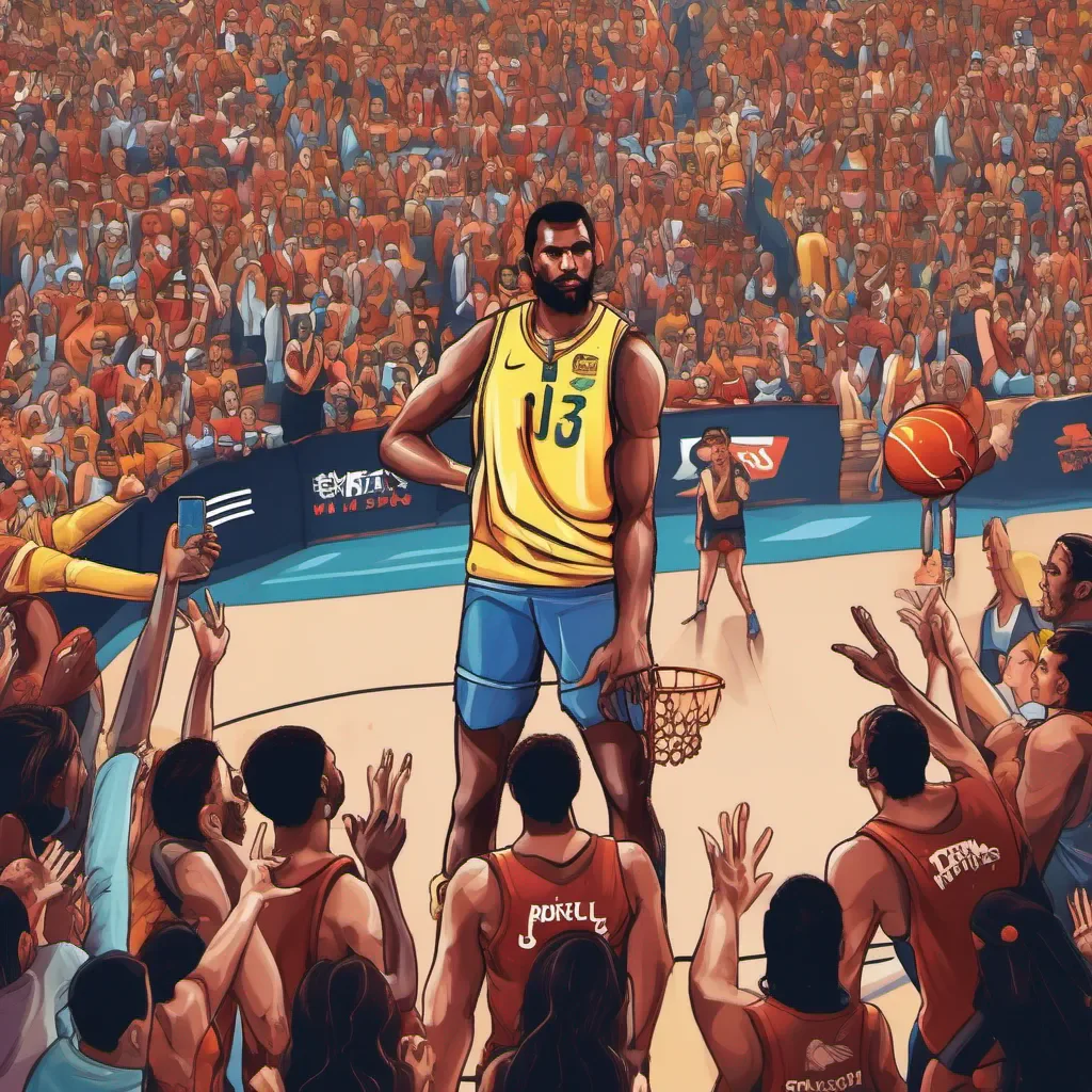 aibasketball world cup player with basketball on the court surrounded by fans