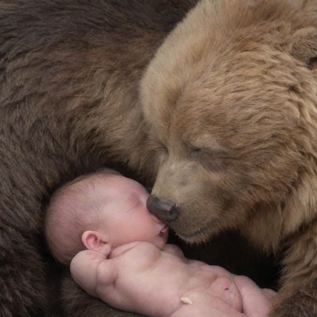 aibear licks newborn baby 