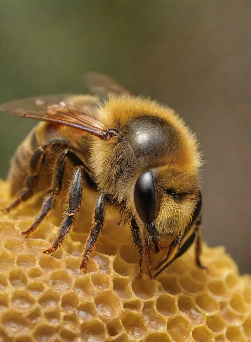 aibearded beehunter honey comb bee yellow hdr portrait43