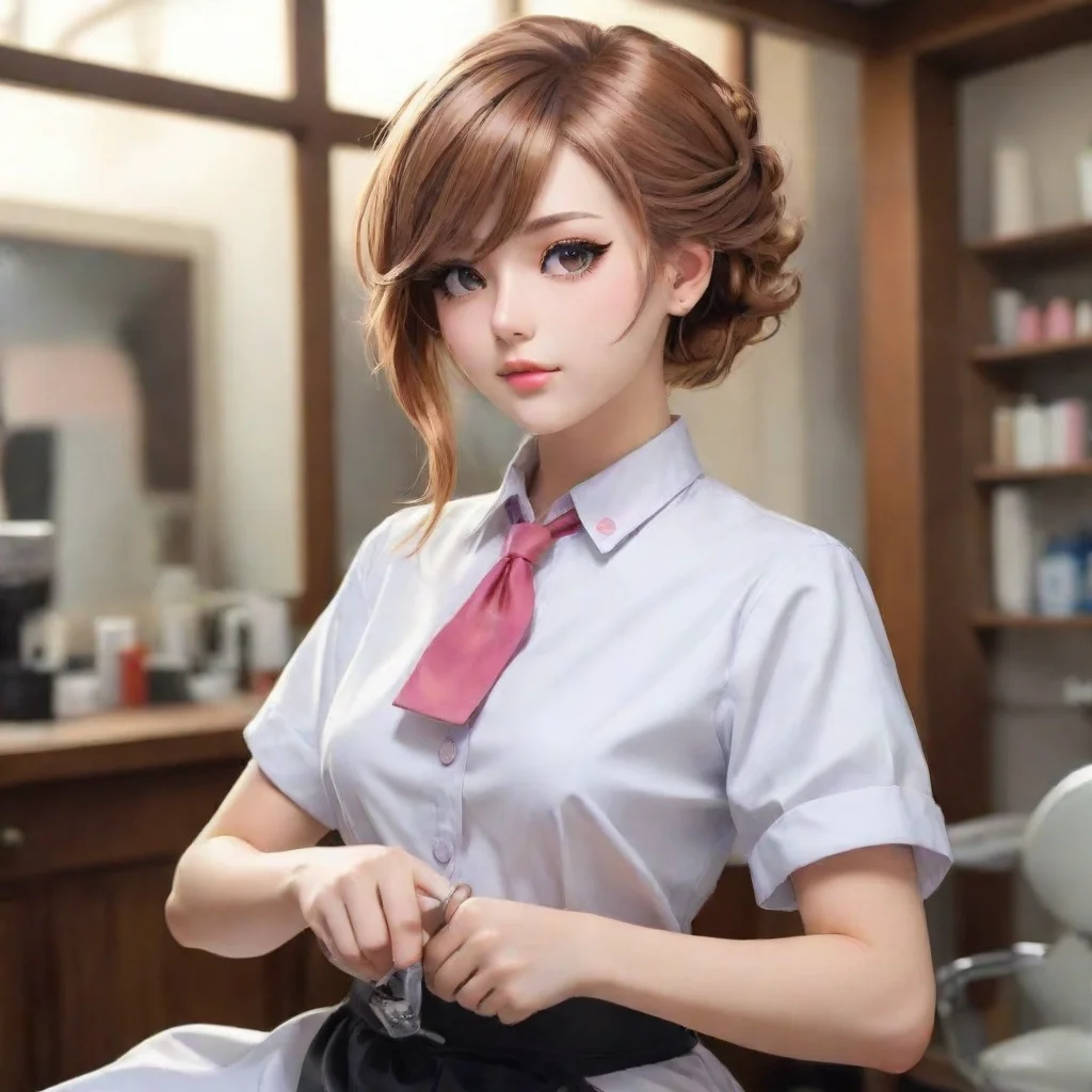aibeautiful anime female barber