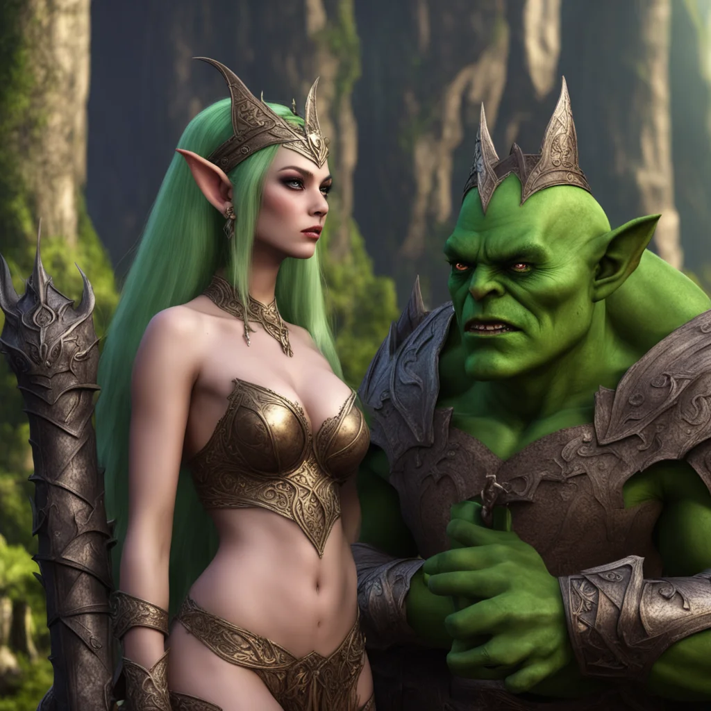 aibeautiful elven princess seduces orc king amazing awesome portrait 2